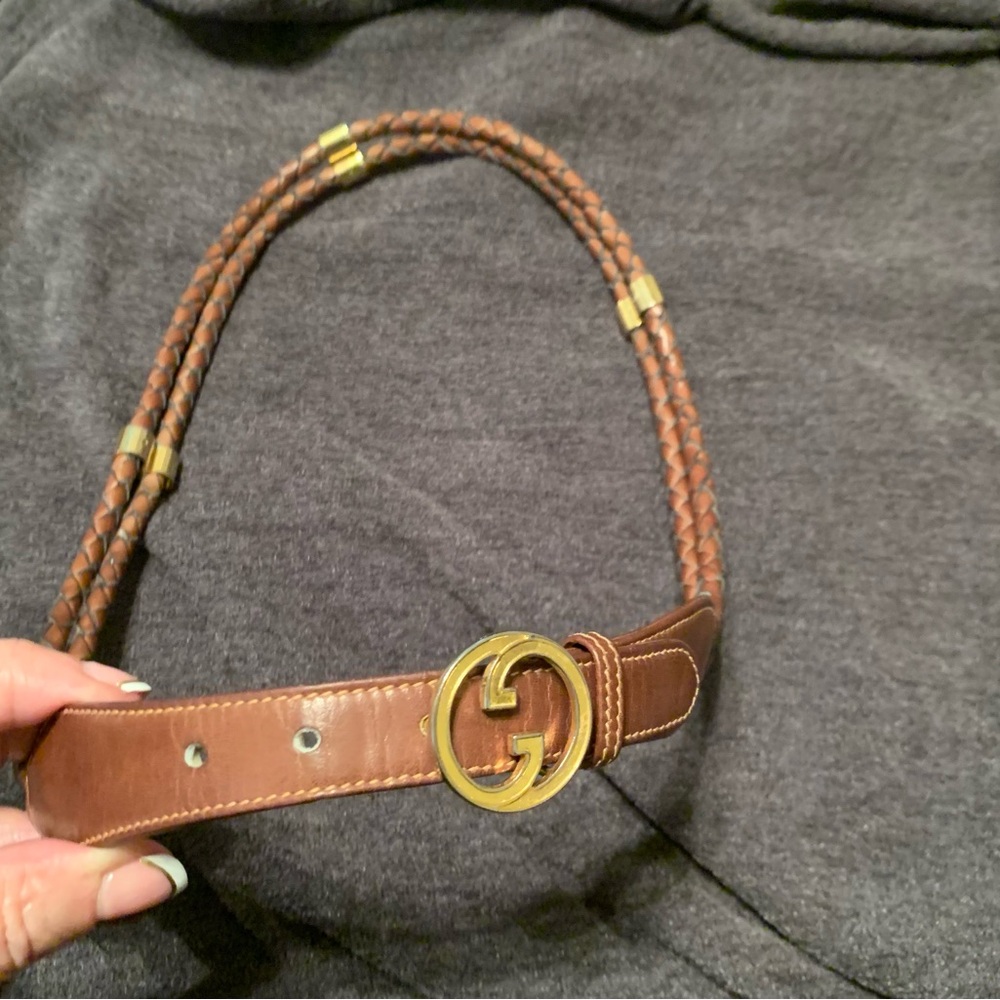 Gucci Braided belt (Leather) with Gold tone  Buckle 🌺